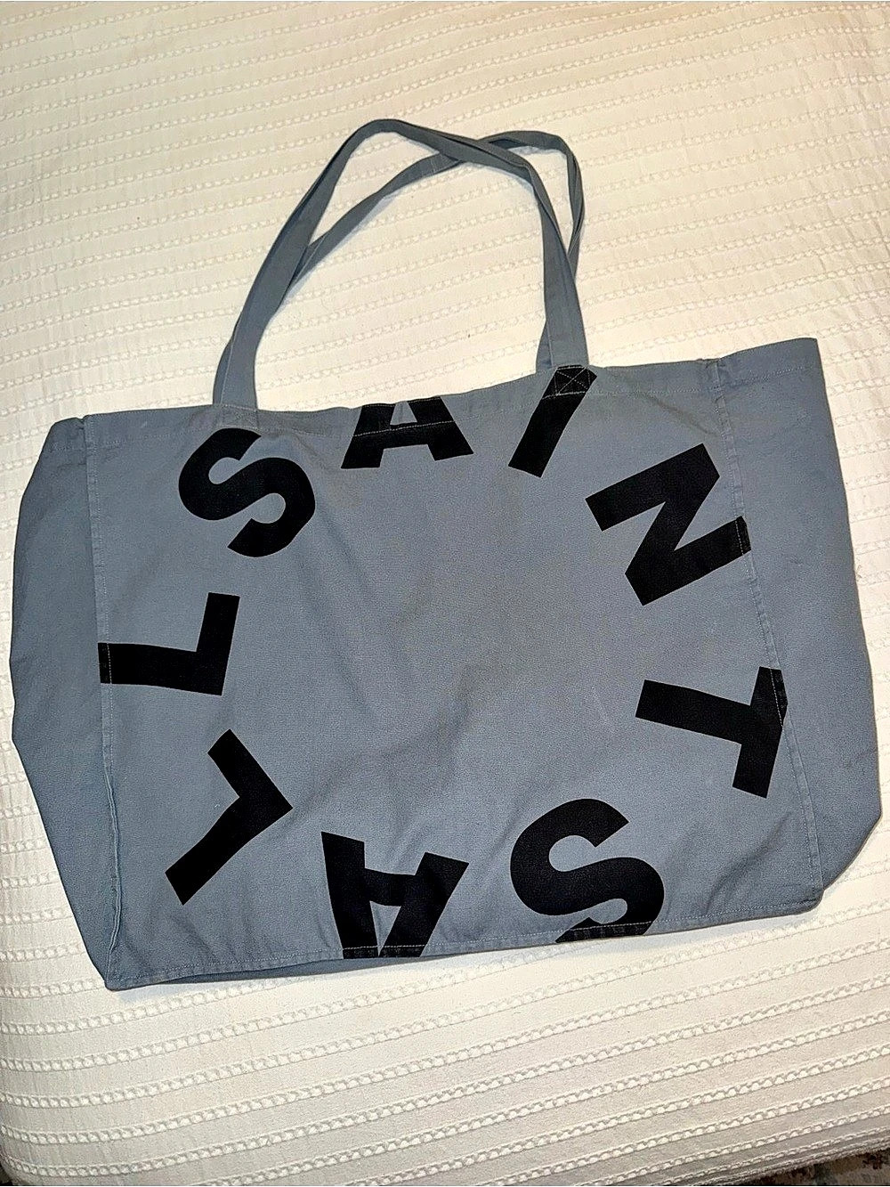 AllSaints Tierra Canvas Tote Bag in Gray & Black